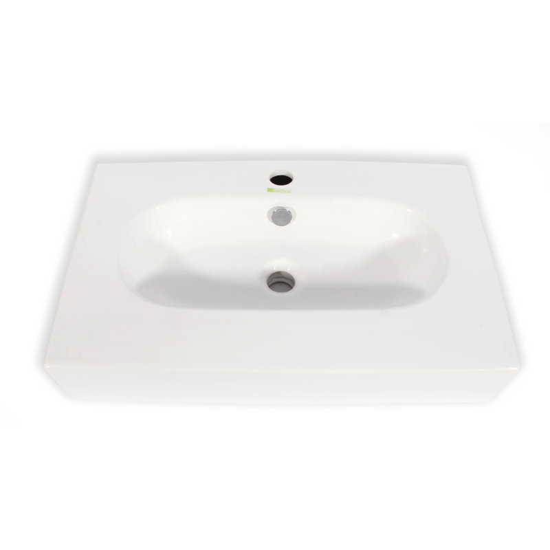 Hispania Home 15.75'' Cream Ceramic Rectangular Bathroom Sink with Overflow