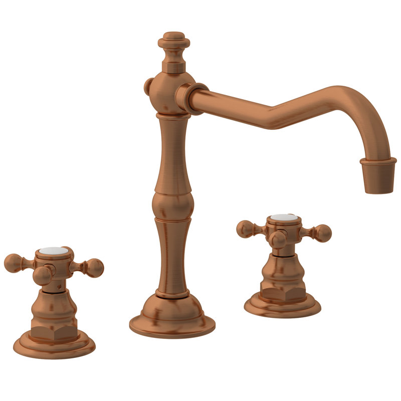 Chesterfield Double Handle Kitchen Faucet, Antique Copper, Cross