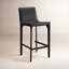Tabouret de bar H 26 po entièrement assemblé, tabouret de bar rembourré en cuir Saddle avec siège rembourré, tabouret de bar à hauteur de comptoir avec repose-pieds à cadre en métal pour îlot de cuisine, noir-2110897004-2110765624