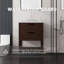 Meuble-lavabo autoportant de 24 po avec lavabo, tiroir à fermeture en douceur, comptoir et dosseret en marbre de culture blanc de 2 po Carrara, contreplaqué, brun-1349720364-1349720366
