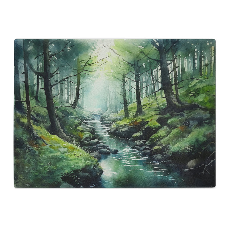 Stream Watercolour  Glass Chopping Board