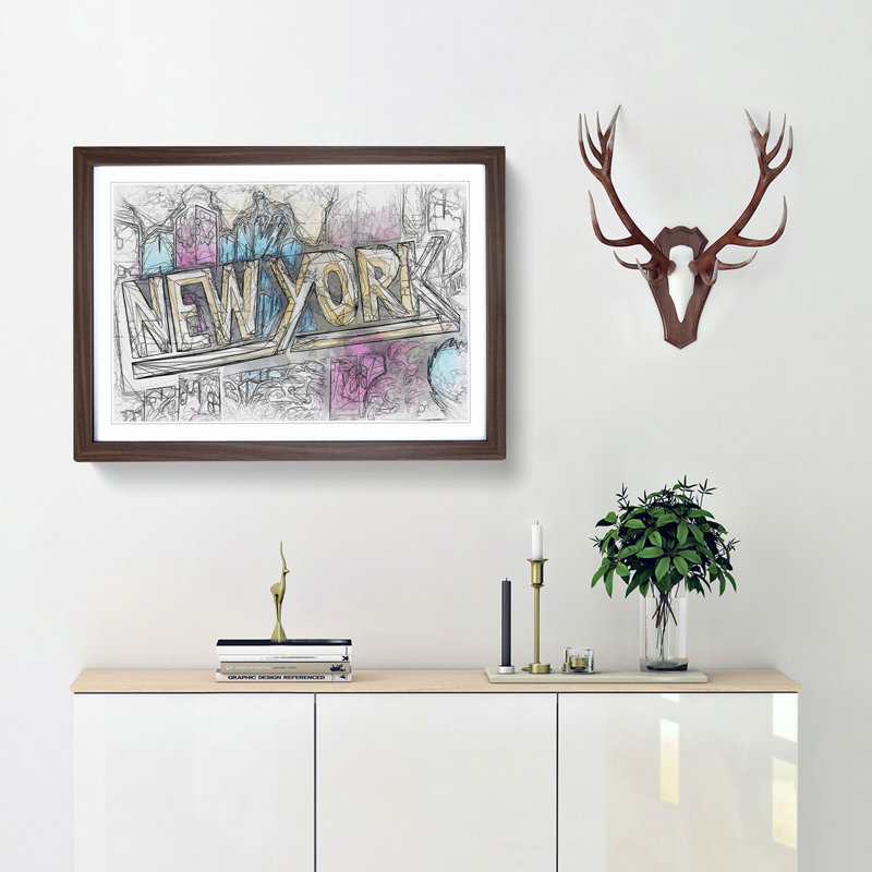 New York City Graffiti in Abstract - Picture Frame Graphic Art Print, Walnut Framed, 48cm H x 65cm W x 2cm D