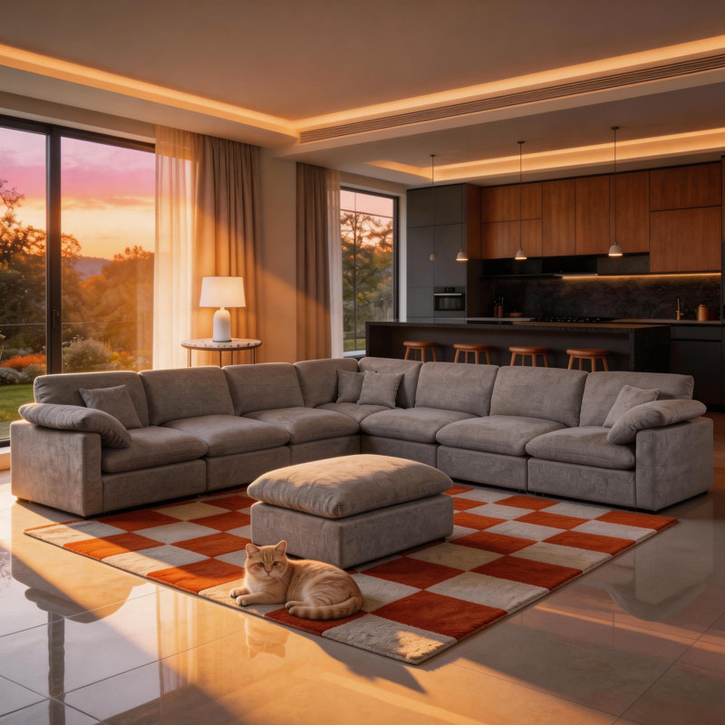 144" Oversized Corner Sectional Sofa With Removable Ottomans 8 Seat Chenille Cloud Upholstered Modular Sectional Couches