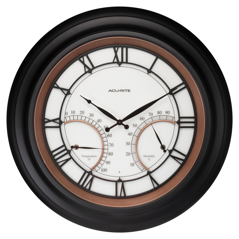 24” Illuminated Led Large Outdoor Decorative Clock With Thermometer And Hygrometer Combo