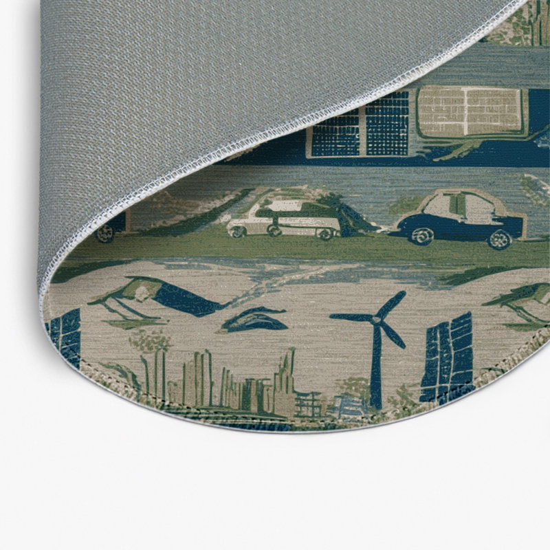 Tapis intérieur et extérieur gris Transport, Rond 5 pi