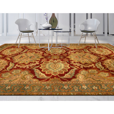Tapis rectangulaire en laine noué à la main