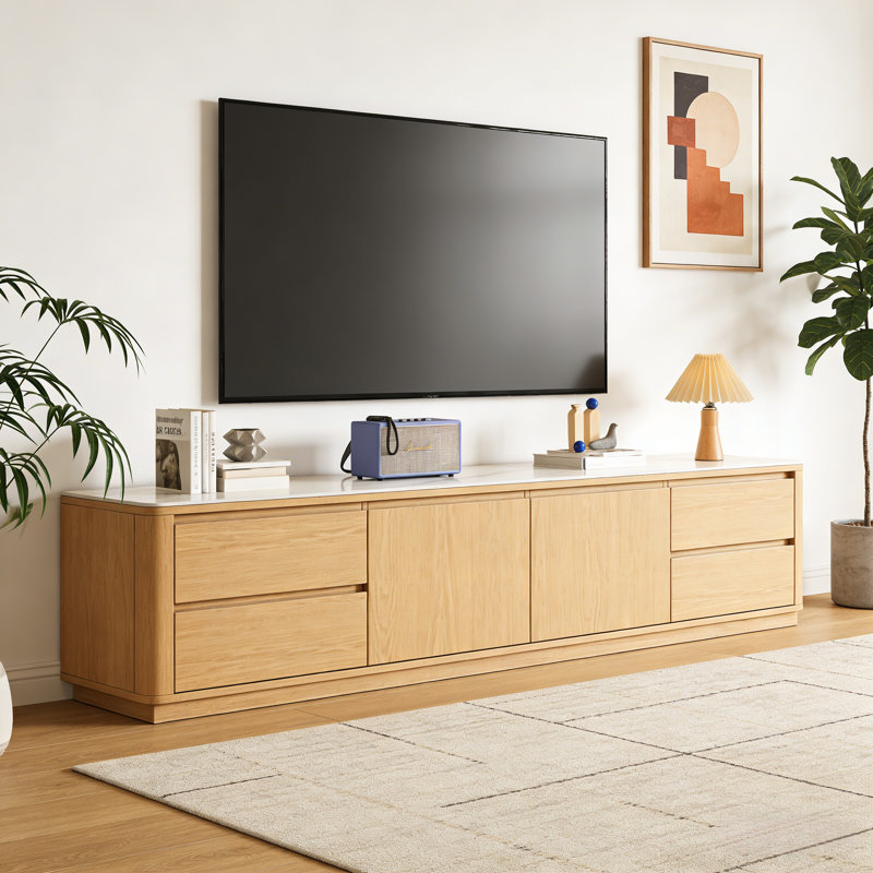 Meuble télé moderne et tendance, Bois robuste / blanc