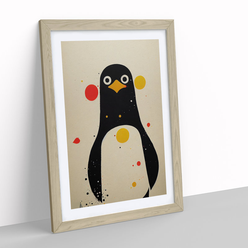 Spotted Penguin - Single Picture Frame Print, 64cm H x 46cm W x 2cm D, Oak Framed