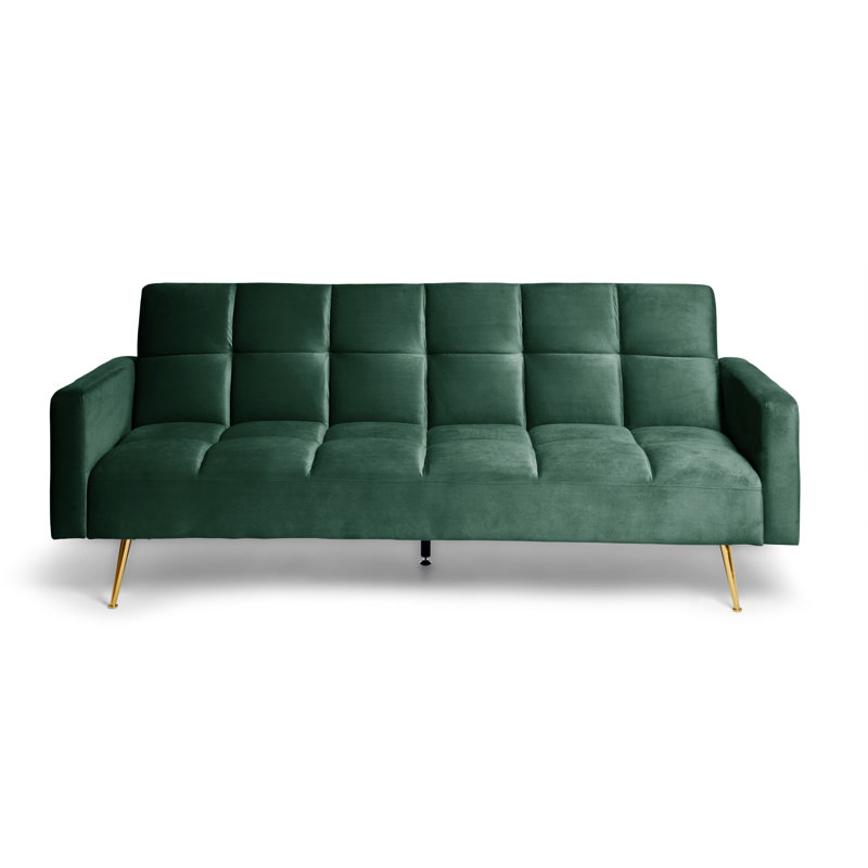Shiflet 213Cm Velvet Square Arm Sofa, Green