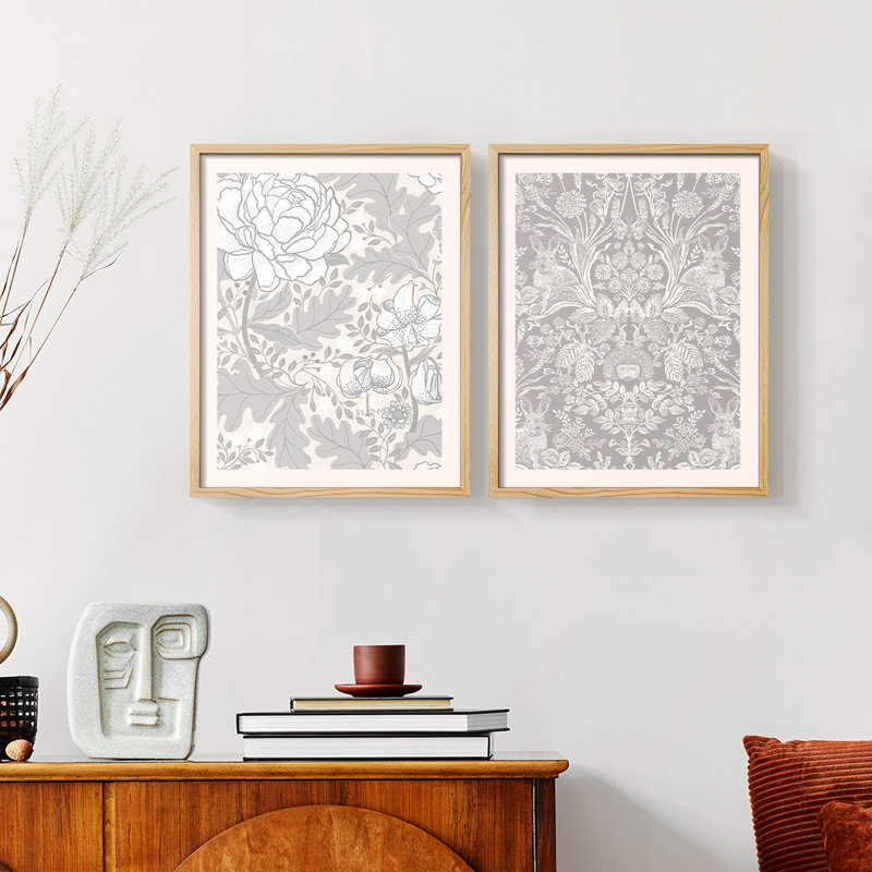 «Vintage Abstract V», estampe numérique - ensemble de 2, Naturel, H 12 po x l 30 po