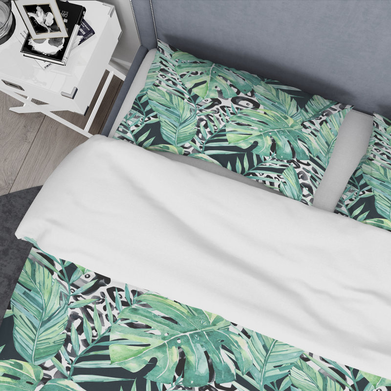 Ensemble de housse de couette en microfibre vert / noir 3 pièces