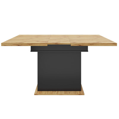 110–140cm Extendable Dining Table with Wine Rack & Drawers, Space-Saving Kitchen Table for 4–6 People, Modern Dining Table for Kitchen & Living Room