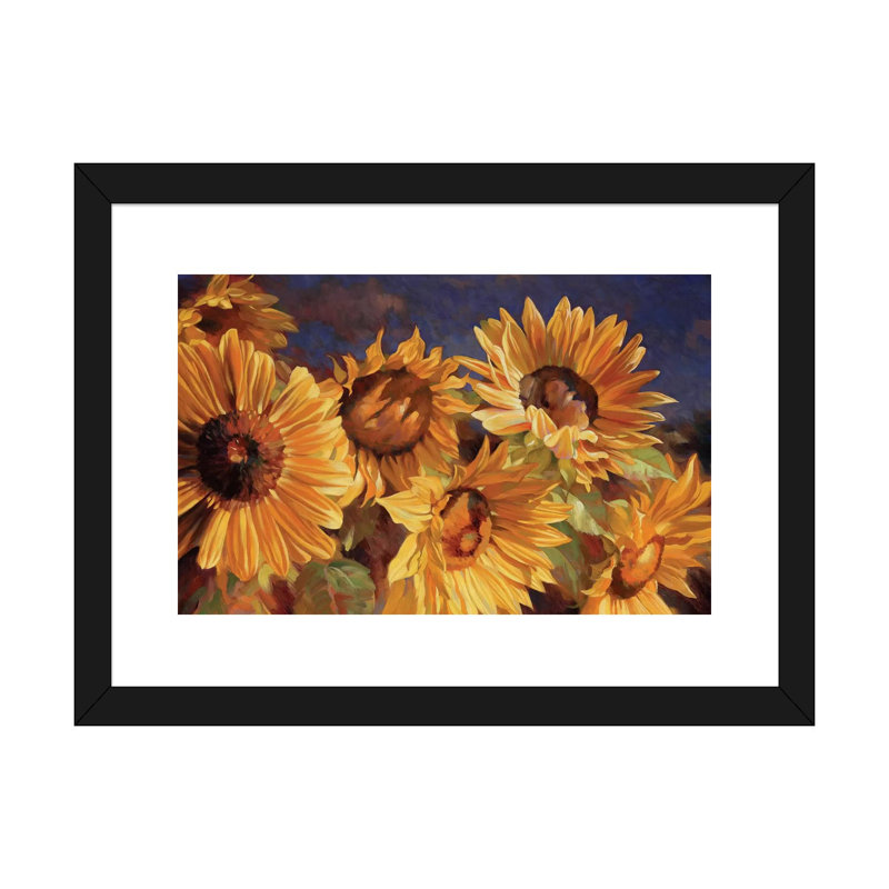 Tournesol par Emma Styles - reproduction d'art, H 16 po x l 24 po x P 1 po, Papier encadré noir