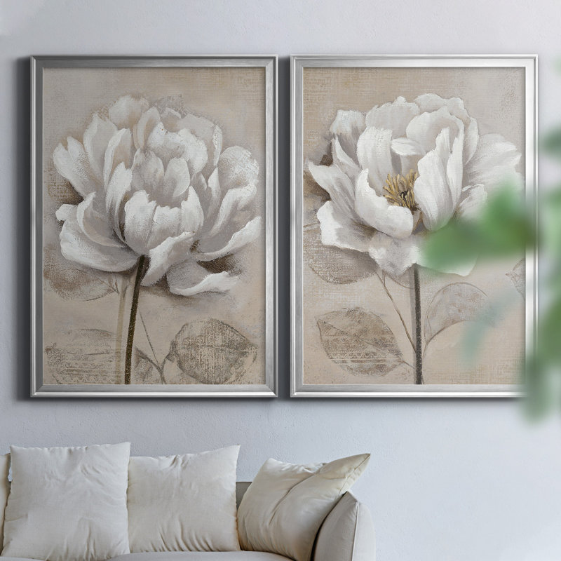 "Soft White I", ensemble de 2 reproductions d'art, H 30,5 po x l 85 po, Toile avec cadre photo sans passe-partout