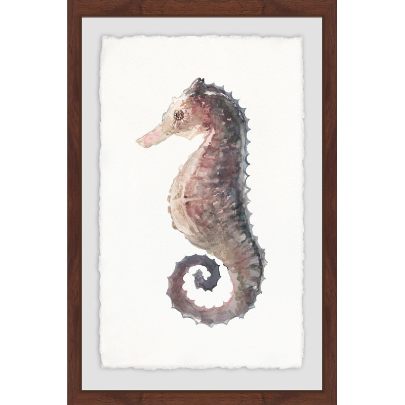 Stiff Seahorse - Single Picture Frame Painting, 91 cm H x 61 cm W x 4 cm D, Puce