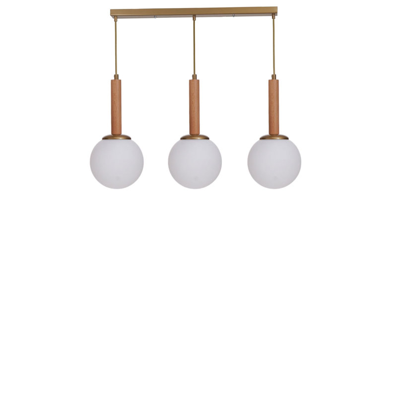 Lustre, Blanc / chêne / or, 3 niveaux, Trois lumières