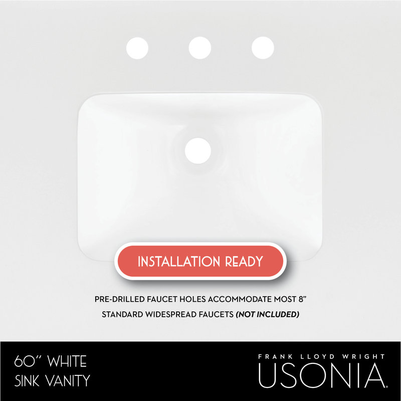 Through Lines 60" Double Bathroom Vanity, White