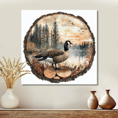 «Canadian Goose In Forest Lake Landscape III - Goose», reproduction d'art en métal traditionnelle