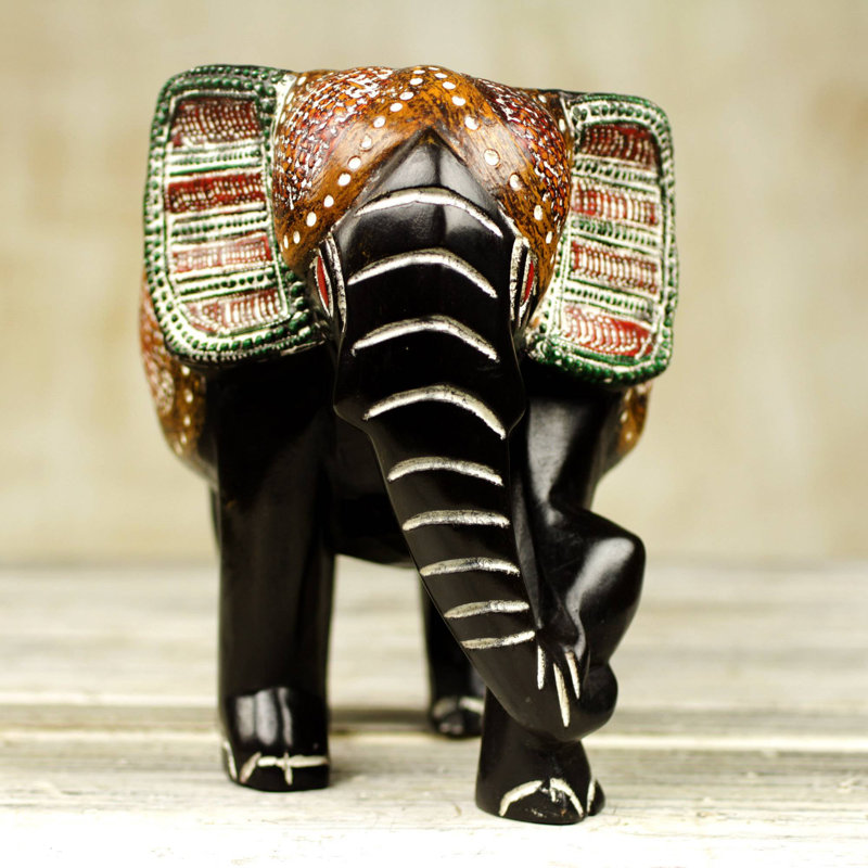 Statue en bois d’éléphant exotiques Nicolao