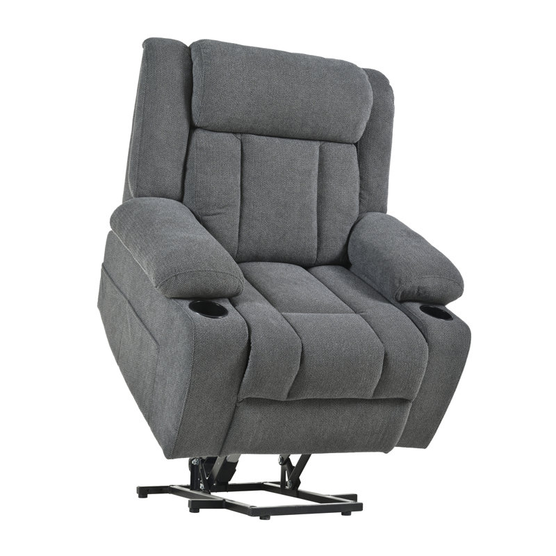 Power Lift Recliner Chair for Elderly,Fabric Lift Chairs for Living Room w/ Extended Footrest,Classic Single Sofa,Home Theater Seat with 2 Cup Holders,Side Pockets,Remote Control