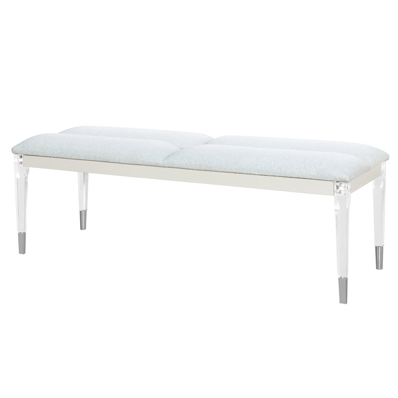 Banc de chambre à coucher avec assise en acrylique, blanc et olive