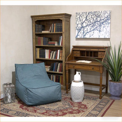 Fauteuil à billes pré-rempli et confortable pour adultes de 3 pi, chaise longue résistante à l'eau pour le salon et la chambre à coucher | Bleu sarcelle | Tissu imperméable
