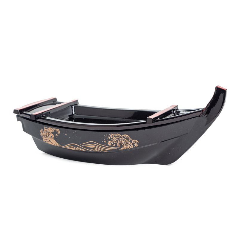Plateau de service détachable japonais pour assiettes de bateau japonais Sashimi, H 5,5 po x L 19 po x P 7 po