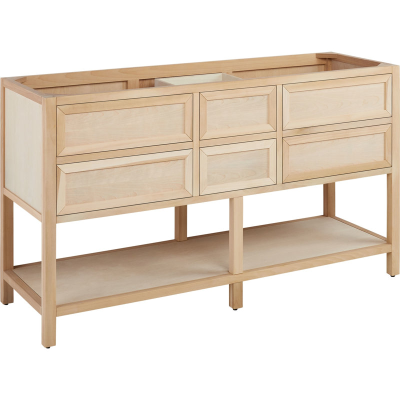 60" Robertson Double Bathroom Vanity Set with Rectangular Undermount Sinks, White, 8" Widespread, Arctic White Quartz