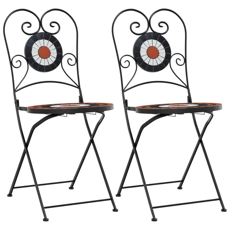 Foldable Garden Chair Set, Terracotta and Black