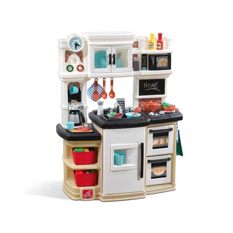 Step2 Great Gourmet Toddler Pretend Play Kitchen Set, Brown/White