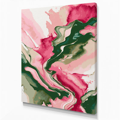Aquarelle abstraite, art mural sur toile rose 84