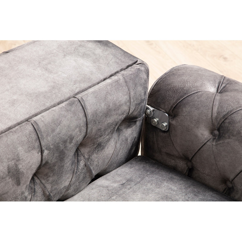 Canapé convertible 86,6 po Ahquan, 100% polyester anthracite