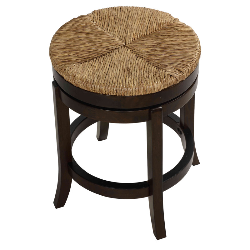 Hruni Swivel Upholstered Counter Stool with Solid Wood Frame