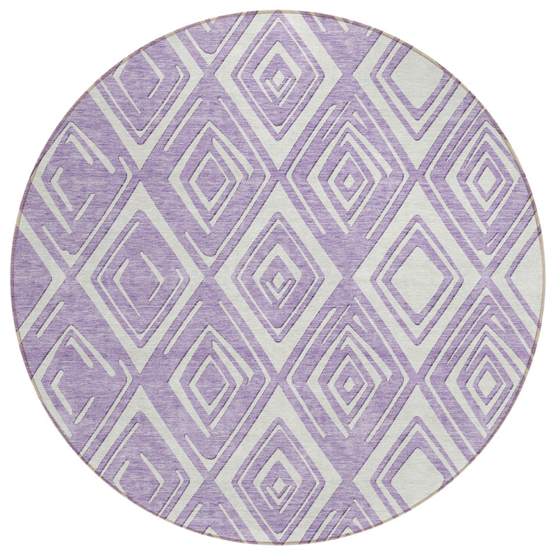 Tapis rond lavable et ivoire 8 po