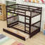 Lit superposé simple au-dessus d'un lit simple en bois avec tiroirs de rangement et conception convertible-1737379659