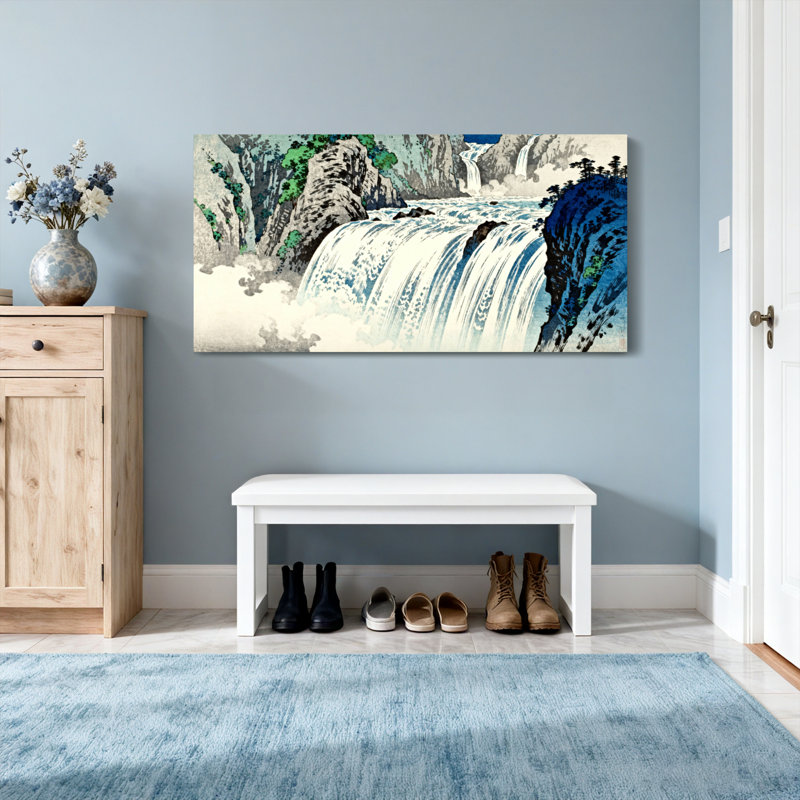 «Landscape & Nature Waterfall Cascade Mountain Landscape», reproduction d'art, H 24 po x l 48 po