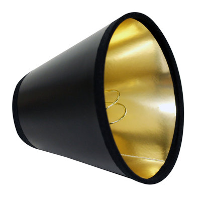 Ensemble d'abat-jour de lustre noir rigide avec doublure dorée, paquet de 6 abat-jours à pince pour lampes de table (haut 3 po x bas 4 po x hauteur 4 po)