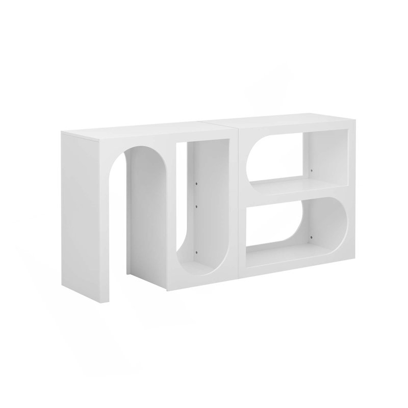Console d'entrée modulaire avec extérieur rectangulaire et design intérieur incurvé pour des aménagements personnalisables, convenant à un bureau, une entrée et un salon