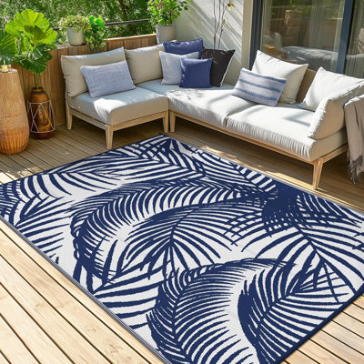 Shimeek Reversible Waterproof Plastic Straw Outdoor Rugs Mats