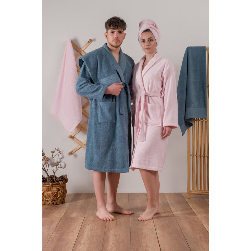 Cotton Above Knee Bathrobe with Pockets