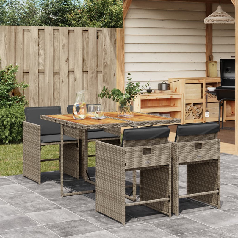  Patio Dining Set Set Of 4 Gray, Brown, Dark Gray Cushion, Gray, Dark Gray