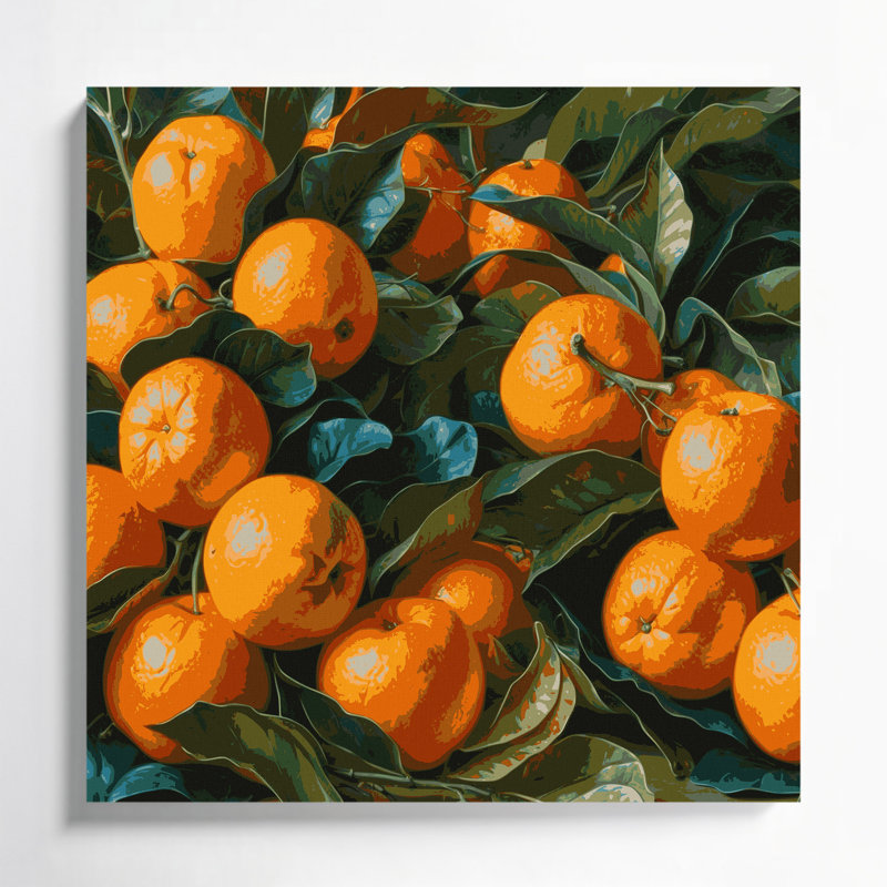 «Fruit Orangequat», art mural sur toile vert, H 16 po x l 16 po