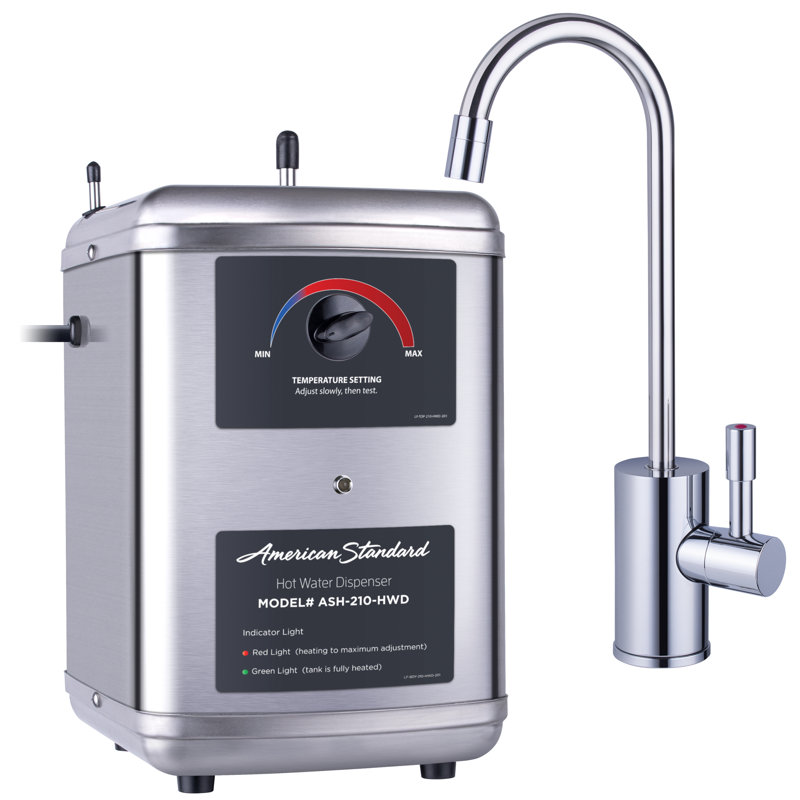 Système de distribution d'eau chaude instantanée American Standard ASH210, robinet à poignée simple avec réservoir en acier inoxydable