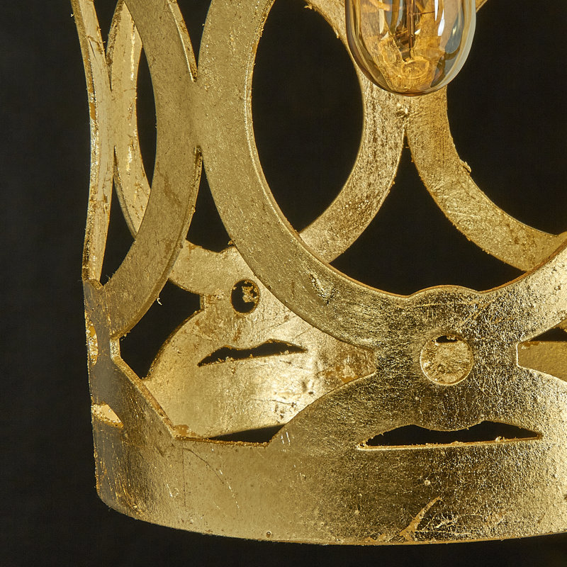Ringlet 1 - Light Lantern Cylinder Pendant, Gold Leaf