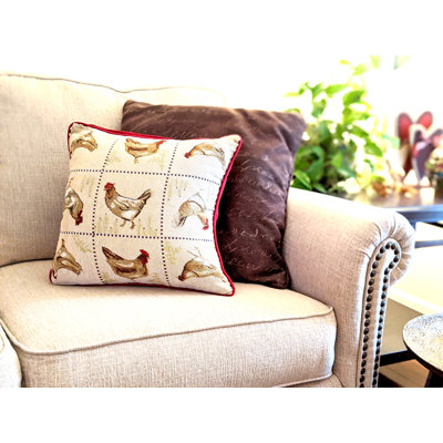 Tache Farmhouse Rooster Hens Woven Tapestry Throw Pillow Cover