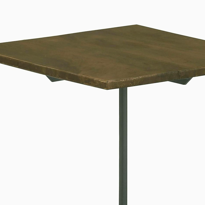 Table décorative brun foncé et gris métallique avec trépied