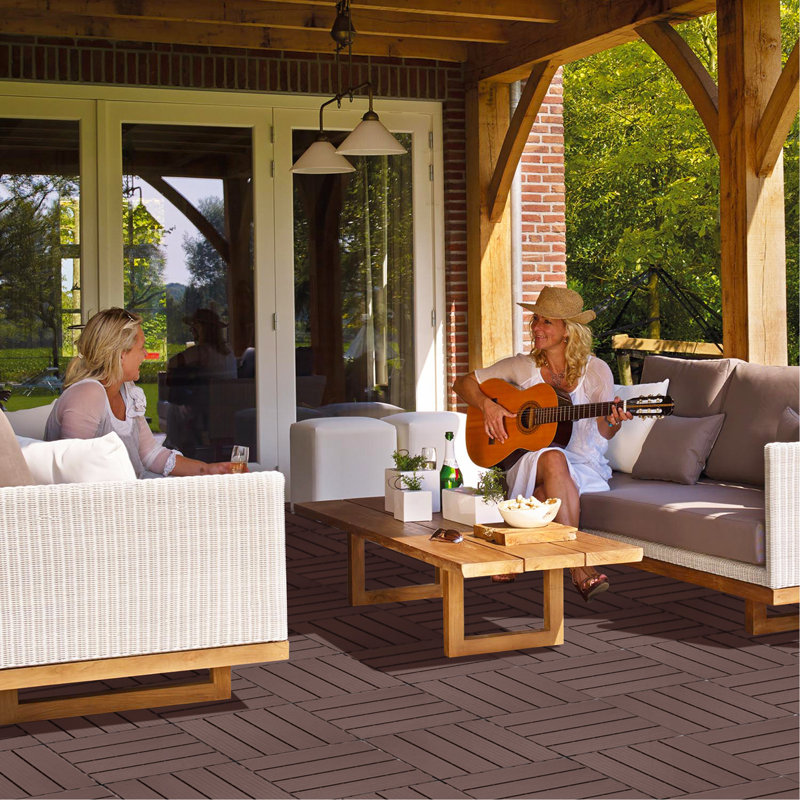 Carreaux de terrasse en plastique emboîtables, Café clair