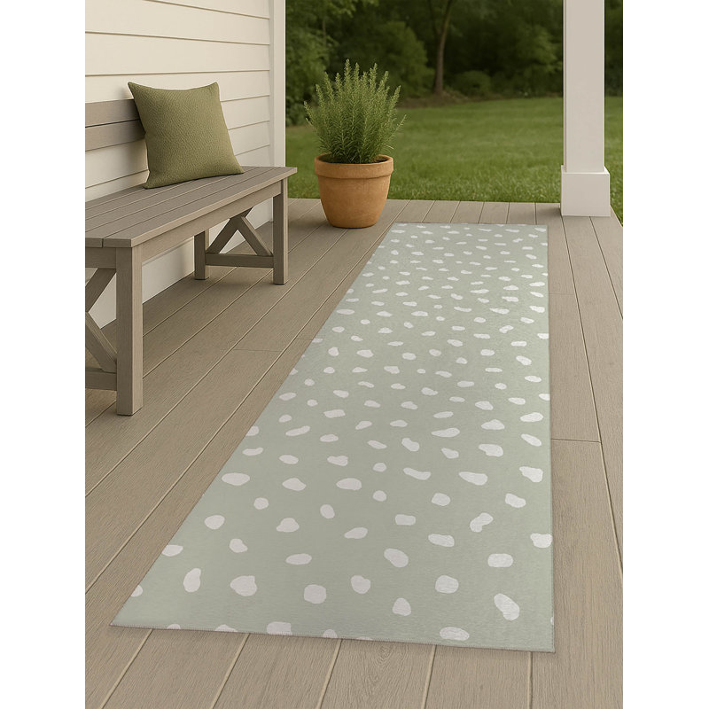 Paint Drop Non-Slip Outdoor Rug, Runner 2'6" x 8'
