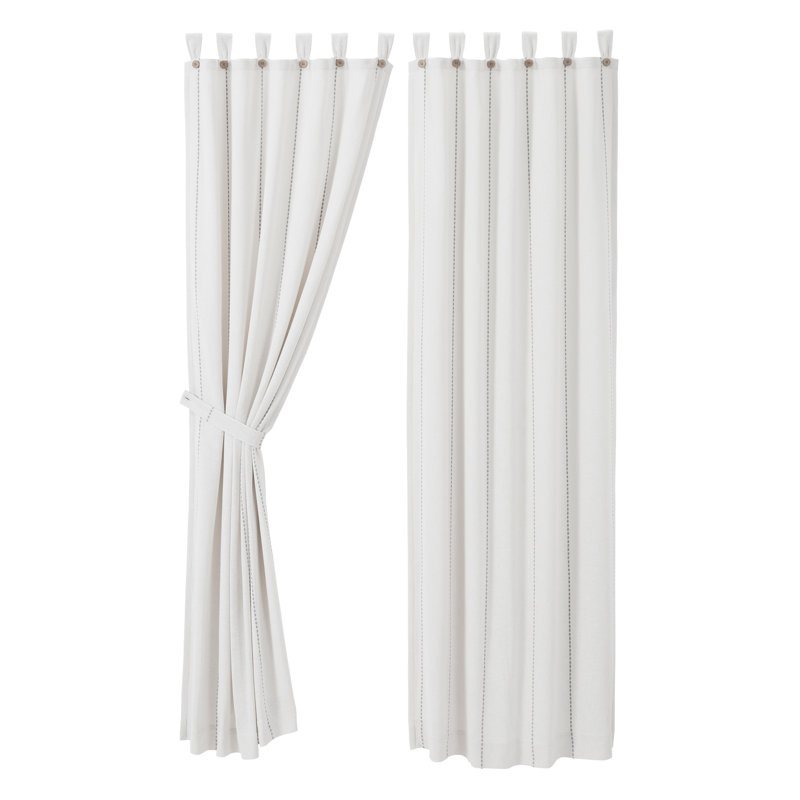 Panneau de rideau simple obscurcissant 100% coton Azura, Blanc / gris, L 40 po x L 84 po