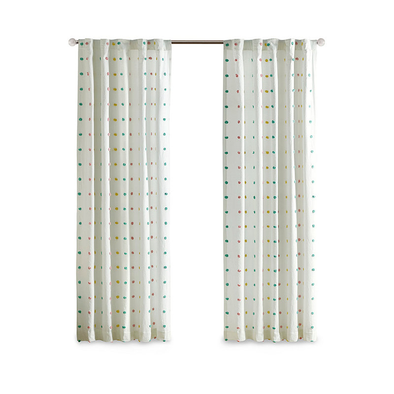 Cotton Jacquard Pom Pom Curtain Panel(Only 1 Pc Panel)